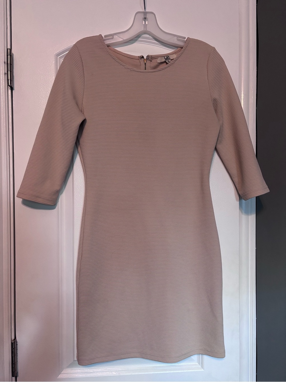 Ya Los Angeles Blush Pink Ribbed Dress Classic Minimalist Style Size Small